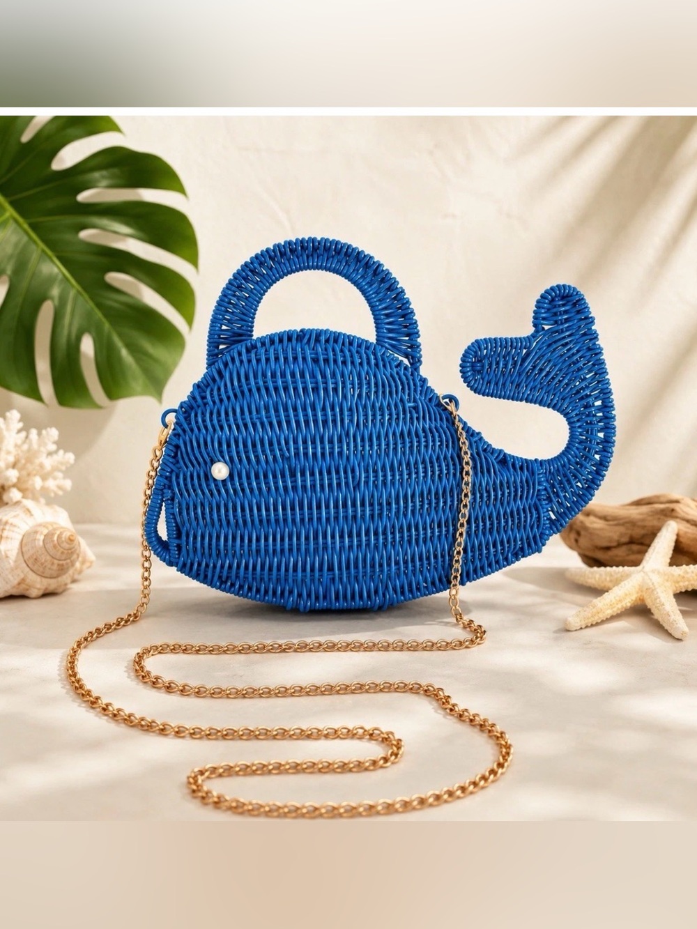 New Tommy Bahama Blue Whale Woven Top-Handle Bag - Picture 1 of 12